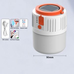 200W Solar Camping Light USB Rechargeable Bulb Outdoor LED Night Market Light Emergency Light Tent Lamp for BBQ Hiking Lampu Pasar Malam