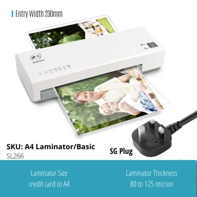 {SG} A4 Laminator Machine with SG Plug Laminating Sheet Laminate Sheet 100 Mic Hot Cold Laminating Pouch Laminate Machin