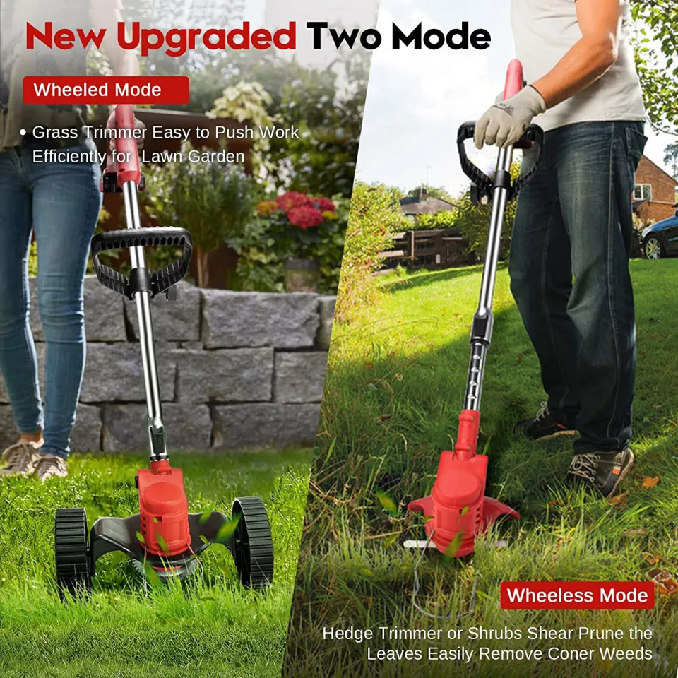 288V Cordless Electric Lawn Mower Grass Cutter Trimmer with Wheel Battery  chargeable Grass Cuter Grasscutter Portable