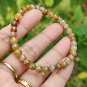 Elegant and Good Quality 5.3mm Icy Yellow Red Brown Natural Type A Jadeite Jade 36 Beads Bracelet with QIC labs approved certificate weigh 8.76 grams (bracelet13)