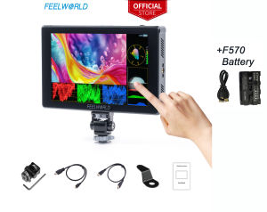 FEELWORLD F7 Plus 7 Inch 1200nit DSLR Camera Field Monitor High Brightness Touch Screen 3D Lut HDR Waveform F970 External Power Install Kit 1920x1200 4K 60Hz HDMI Input and Output