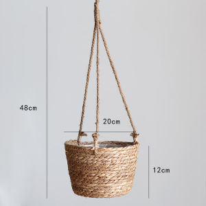 Natural Seagrass Hanging Flower Pot Balcony Garden Hanging Plant Basket Bohemian Style Decorative Flower Pot Cover