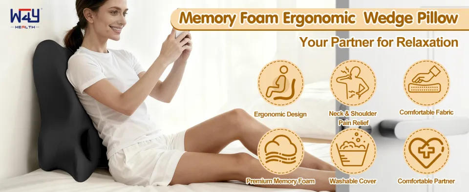Multifunctional Ergonomic Wedge Pillow – Memory Foam, Prone Position Support, For Legs, Back & Recovery