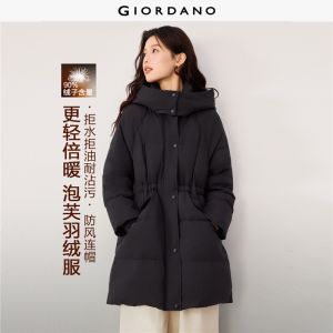 GIORDANO Women Down Jackets Triple-Protection Mid-Length Down Jackets Two-Way Open Zip Fashionable Casual Down Coats 05376711