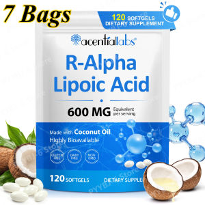 【Super low price】R-Alpha Lipoic Acid Softgels with Coconut Oil Advanced Antioxidant Support & Healthy Metabolism Gluten-Free Non-GMO 120 Softgels