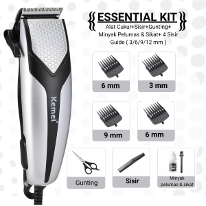 Mesin Cukur Rambut Kabel Listrik Lengkap Dengan Sisir Gunting dan Jubah Cukur