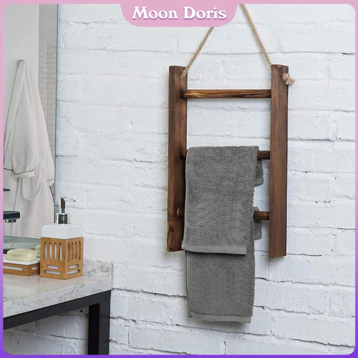 Moon Doris Wood Towel Racks Wall Mount Small Wooden Hanging Ladder