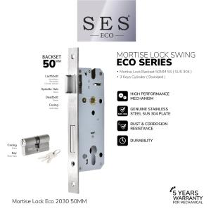 Mortise Lock SES - Body Kunci Pintu SES ECO E2030 - 50mm SS