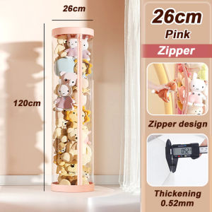 Transparent Doll Storage Bucket PVC Tube Zippered Doll Bucket Toy Storage Box Save Space