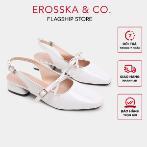Erosska Lumina - Giày cao gót nữ mũi tròn phối nơ kiểu dáng sang trọng thanh lịch màu bạc - EL037