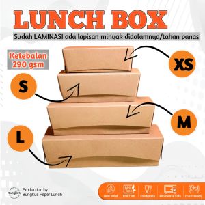 lunch box paper kraft 290 gsm cokelat size XS S M L / box makanan serbaguna 50 PCS