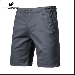 FUGUINIAO Summer Cotton Solid Shorts For Men Casual Business Social Work Cargo Shorts Male Streetwear Beach Casual Short Pant