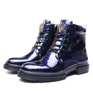 EsHi 2023 Snake Pattern Men Boots Comfortable Motorcycle Boots Men Footwear Rubber Ankle Boots Autumn Winter Men Shoes