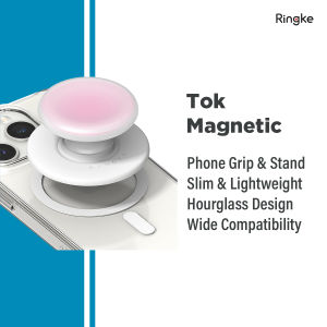 Ringke Tok Magnetic Compact Folding Phone Holder/Stand/Grip Super Lightweight & Slim Size Soft Silicone Cover Durable Polycarbonate Base With Non-slip Support