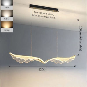 Lampu Gantung Minimalis Wings LED 3 Warna Lampu Hias Panjang Nordik Modern Meja Makan Ruang Kantor Dapur Cafe MOOISHC