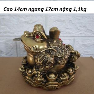 Tượng cóc 3 chân thiềm thừ cóc ngậm tiền bằng đồng vàng MS0660