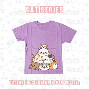 KAOS ANAK PEREMPUAN KARAKTER KUCING LUCU UMUR 1 2 3 4 5 6 7 8 9 10 11 12 TAHUN