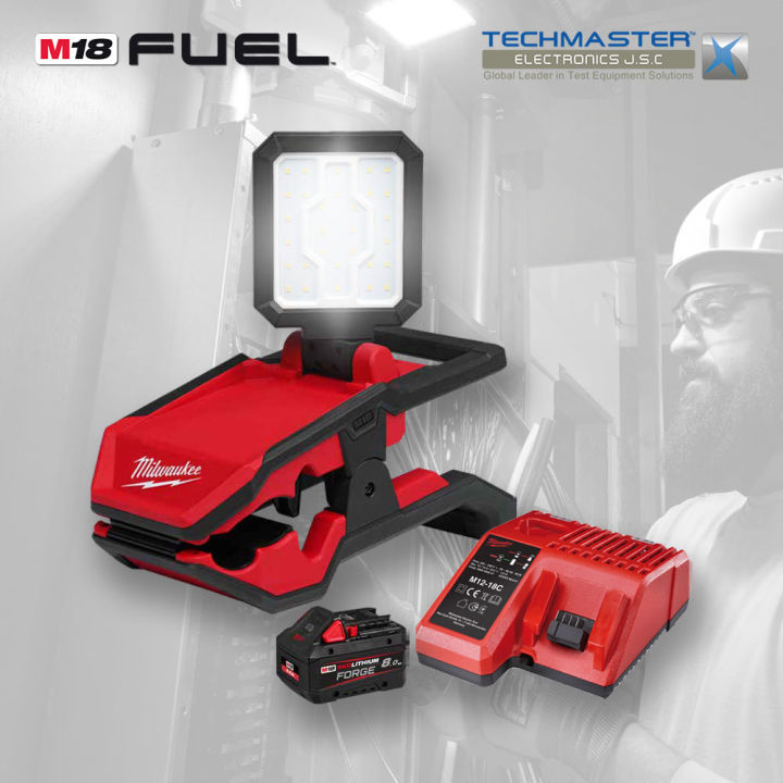 Đèn LED Milwaukee M18 PAL2 | kèm pin M18 FB8 & sạc M12-18C (Hàng chính hãng, Bảo hành 12 tháng)