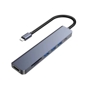 USB-C Hub 7-in-1 – 4K HDMI USB 3.0 Docking Station 87W PD Charging SD/TF Card Reader (Laptop/Tablet/Phone Compatible)