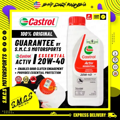 (100%ORI) Castrol 20W40 ACTIV ESSENTIAL 4T Engine Oil Minyak Hitam Murah EX5 WAVE DASH LC135 Y15ZR
