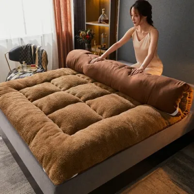 Foldable Mattress Thicker 9cm Tatami Mattress Topper Single/Full Double/Queen/King Family Size Feather Velvet Soft Tilam