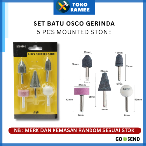 Batu Osco Gerinda Asah Poles SET 5 Pcs / 10 Pcs ( 6mm ) Gerinda Botol Tangkai Bola Jamur / Mounted Stone Bor Tuner Mini