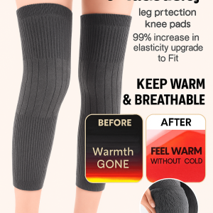 แผ่นรองเข่าผ้าแคชเมียร์อุ่นยาวพิเศษ ปกป้องเข่าให้อบอุ่น สายรัดเข่าแบบยืดหยุ่น กันลื่น