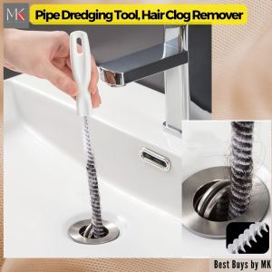 45cm Pipe Unblocking Brush Household Kitchen Sink Cleaning Brush Bathroom Sewer Unblocking Strip Hair Debris Cleaner Anti-clogging Removal Tool 45CM Pipe Dredging Brush Bathroom Hair Sewer Sink Cleaning Brush Drain Cleaner Flexible Cleaner Clog Plug Hole