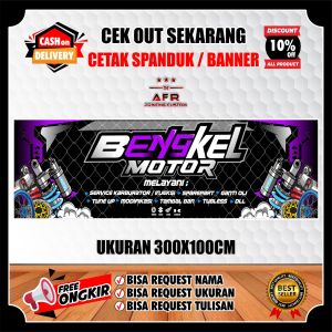 spanduk banner backdrop Bengkel motor dan variasi free desain ukuran 300 x 100