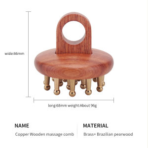 DECINIEE Head Massager Meridian Brush Wooden Comb Copper Wood Guasha Comb Lady Scalp Care Combs Guasha Board Hair Brush Masajeador Cabeza