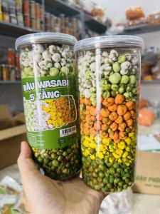 Hũ 500gr ĐẬU MIX 5 VỊ ( hà lan wasabi đậu sữa đậu hà lan tỏi ớt đậu vị sầu riêngđậu phô mai)