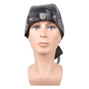 Gothicism Styles PU Leather Skull Cap with Adjustable Band Theme Party Accessory for Role Playing and Halloween Event