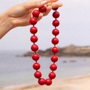 RGFV Candy Color Beaded Necklace Large Round Women Choker Aesthetic Colorful Clavicle Chain Women Girls