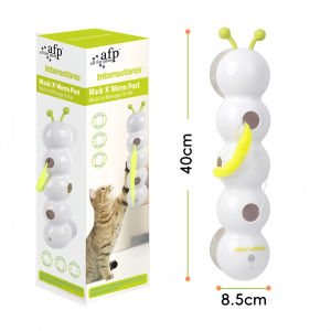 Electric Interactive Cat Toy Automatic Self-Swinging Wand with Replaceable Worm Tail-Durable Teaser for Kittens&Multi-Cat Homes