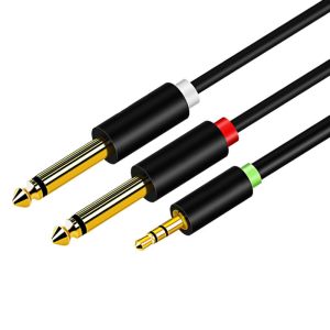 Quality 1/8 to 1/4 Stereo Cable 3.5mm to Double6.35mm Audios Cable for Home Entertainment and Professional Use for Piano
