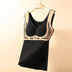 🔥Bra Free Bottoming🔥Warm Cashmere Vest Vest Far Infrared Patch Warming Warmth Outdoor Locking Warmth/Womens Warm Undershirt with Bra Pads/Inner Warm Undershirt