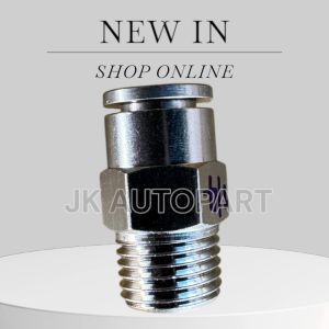 JPC Fitting ข้อต่อลมนิวเมติกส์ชุบนิกเกิ้ล แบบข้อต่อตรงเกลียวนอก เสียบสายลมขนาด 6มิล เกลียว 1/4 หุน/DGKP