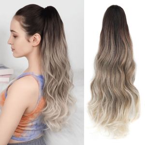 LIHUA Ponytail Extension Claw Clip Ponytail Wig Ombre Clip in Long Wavy Curly Ponytail Hair Accessories Natural Pony Tail Hairpiece for Women