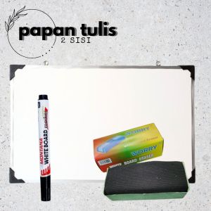 Free Spidol Dan Penghapus Papan Tulis Belajar White Board Bahan Tebal uk 50 x 70