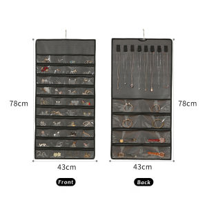 JustLiving 48/80กริดแขวนถุงม้วนใส่เครื่องประดับซิปสำหรับจัดระเบียบแหวนต่างหูสร้อยคอแบบพกพากระเป๋าเก็บของกระเป๋าแสดงต่างหูกระเป๋าแขวนกระเป๋าสองด้านตะขอกระเป๋าเก็บของ