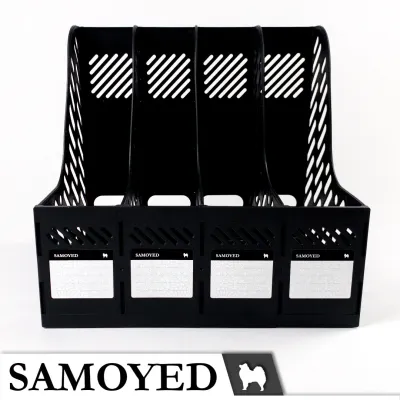 Tempat / Kotak / Keranjang / Rak Plastik Dokumen / Majalah / Magazine / Box File 4 Columns / Kolom / Kotak / Sekat / Susun Samoyed BXF-C4