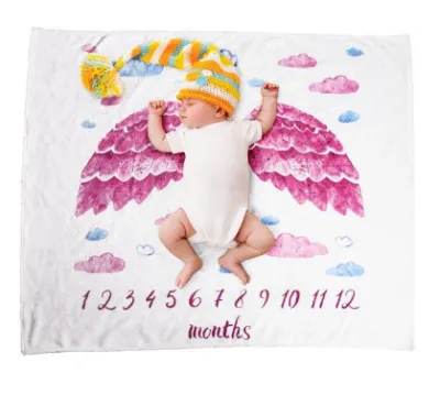 tbx3349 Shop {Ready}Newborn Baby Monthly Growth Milestone Blanket Photography Blanket For Baby Stroller Bedding Swaddle Wrapping CLothes Cotton Swaddle Soft Blanket