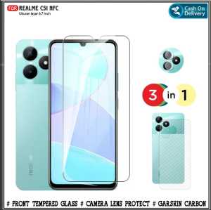 Paket 3in1 Tempered Glass REALME C51 NFC C55 NFC C25Y Anti Gores Layar Free Camera Dan Graskin