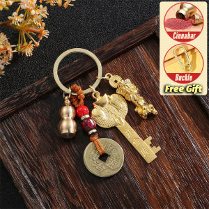 Keychain 12 Zodiac Lucky Charm Copper Pixiu Lucky Coins Wallet Pendant FengShui Keyholder Chinese Style