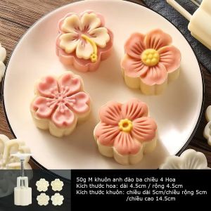 4 Cái / bộ Khuôn Bánh Trung Thu Hoa Hướng Dương / Hoa Anh Đào Lễ Hội Bánh Ngọt Trang Trí Dụng Cụ Nhà Bếp Khuôn Nướng Bánh-NIEVE