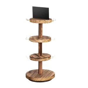 ETUALE 4317.5cm Jewelry Display Stand Multi-layer 360° Rotatable Base Wooden Necklace Display Stand Countertop Jewelry Organizer Rustic Vintage Finish  Storage Rack Booth / Shop Display