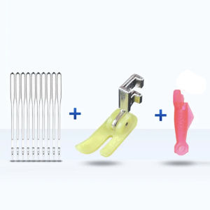 จักรเย็บผ้าแบบโบราณสำหรับใช้ในครัวเรือน ลูกกลิ้งพลาสติกพิเศษ ตีนผีจักรเย็บผ้า 14 เข็มป้องกันการข้าม缝纫机防跳线压脚套装