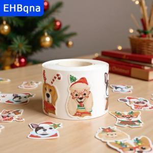 [COD] EHBqna SPORTS สติกเกอร์คริสต์มาส500ชิ้นสติกเกอร์แบบมีกาวในตัวสำหรับตกแต่งสมุดบันทึกงานปาร์ตี้วันหยุดเทศกาล