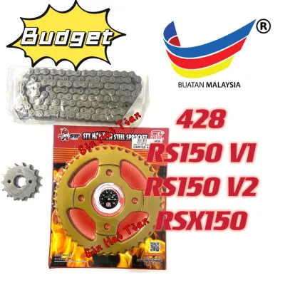 [428 BUDGET] RS150 V1 V2 RSX150 428 Sprocket Set and Chain Heavy Duty Sprocket and Energy Motorcycle Cha