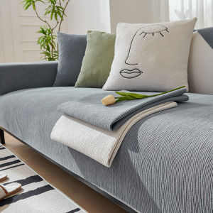 Solid Color Chenille Sofa Cover Luxury Plain Sofa Cushion No Slip Sofa Dust-proof Mat for Season Universal Sofa Cover Thickened